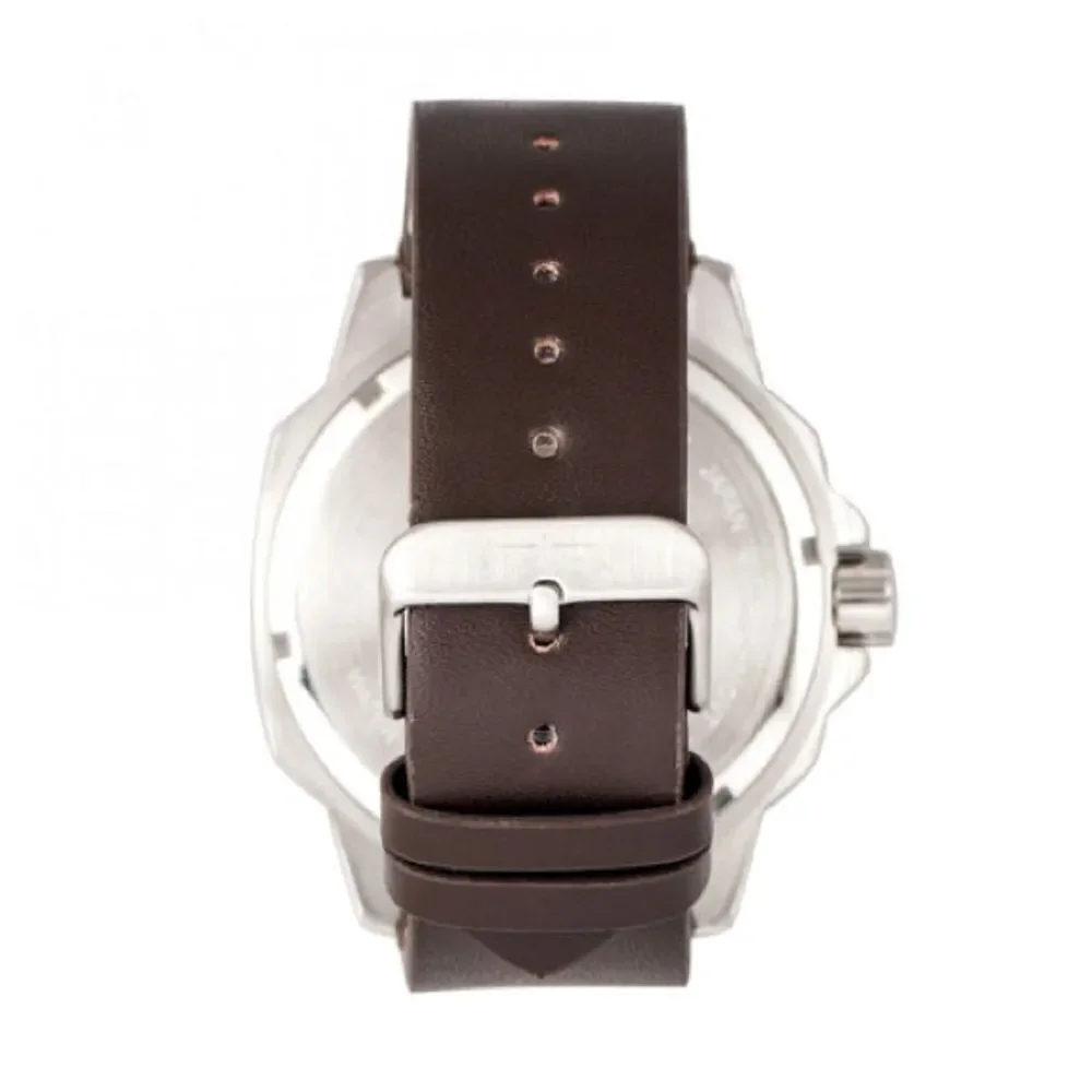 NWB Elevon Hughes Silver Brown Watch Leather Band